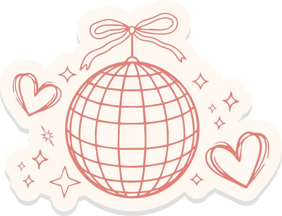 Decorative illustration of a mirrored party ball